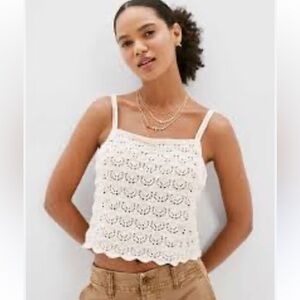 AE American Eagle outfitters Crochet open knit tank top boho beach coverup XL